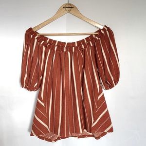 Anthropologie - Women’s Small Burnt Orange Off Shoulder Blouse